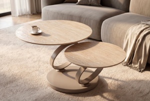 MASUTA DE CAFEA DEOSEBITA, RINGS 220CM, REALIZATA DIN CERAMICA SI METAL, CULOARE GRI SAMPANIE, INVICTA INTERIOR - Img 11