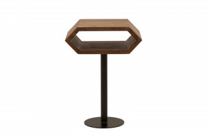 MASUTA DE CAFEA, HEXAGON, COD 38916, METAL SI LEMN MASIV, DESIGN VINTAGE - Img 6