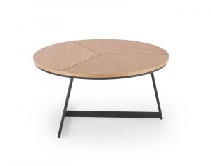 MASUTA DE CAFEA KARIDA, STEJAR/NEGRU, DIN MDF, FURNIR NATURAL SI METAL, STIL MODERN - Img 3