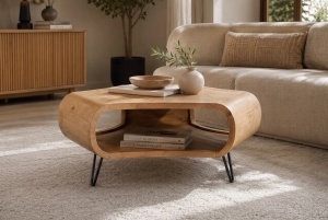 MASUTA DE CAFEA ORGANIC LIVING 90CM, REALIZATA DIN LEMN DE MANGO, CULOARE NATUR, INVICTA INTERIOR - Img 7