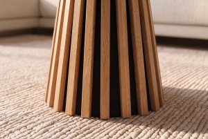 MASUTA DE CAFEA ROTUNDA VALHALLA 50CM, REALIZATA DIN LEMN DE STEJAR SI BLATUL DIN MDF SI FURNIR STEJAR, CULOARE NATUR - Img 5