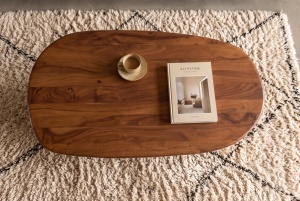 MASUTA DE CAFEA SCULPTURA 110CM, REALIZATA DIN LEMN MASIV DE SALCAM, DE CULOARE MARO - Img 8