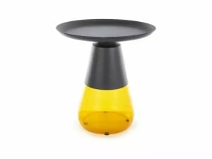 MASUTA DE CAFEA TIFFANY A, 50 CM, NEGRU MAT/PORTOCALIU, BLAT DIN METAL SI CADRU DIN STICLA, STIL MODERN