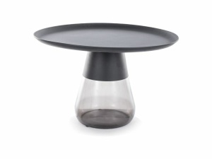 MASUTA DE CAFEA TIFFANY B, 70 CM, NEGRU MAT/NEGRU, BLAT DIN METAL SI CADRU DIN STICLA, STIL MODERN