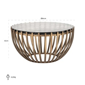MASUTA DE CAFEA VOLANTE, 211932, CONFECTIONATA DIN METAL SI STICLA CULOAREA AURIU, STIL MODERN - Img 3