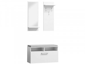 Mobilier de hol P-003 alb mat, din PAL laminat si oglinda, stil modern, SIGNAL