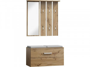 Mobilier hol P-001, stejar wotan, din tabla laminata si oglinda, stil modern, SIGNAL