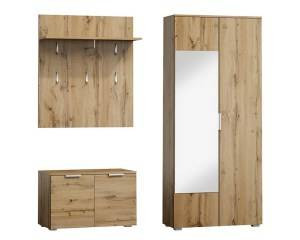 Mobilier hol P-005, stejar wotan, din lemn laminat si oglinda, stil modern, SIGNAL