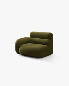 MODUL CANAPEA/COLTAR NEO, PE STANGA, VERDE MASLINIU INCHIS, 110X100 CM, TAPITAT CU TAPITERIE DIN TEXTIL BOUCLE BALOO, MICADONI - Img 2