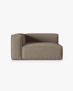 MODUL CANAPEA/COLTAR NURIA GRI CALD, PE STANGA, 145X110 CM, TAPITAT CU TAPITERIE DIN TEXTIL CATIFEA PARIS, MICADONI