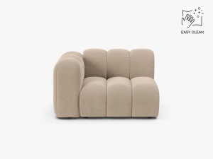 MODUL CANAPEA LUPIN, 114 CM, PE DREAPTA, BEJ INCHIS, CU TAPITERIE DIN TEXTIL CATIFEA VENUS, MICADONI