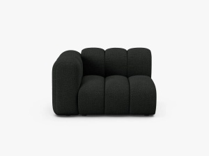 MODUL CANAPEA LUPIN, 114 CM, PE STANGA, NEGRU, CU TAPITERIE DIN TEXTIL BOUCLE BALOO, MICADONI