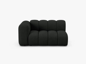 MODUL CANAPEA LUPIN, PE STANGA, 144 CM, NEGRU, CU TAPITERIE DIN TEXTIL BOUCLE BALOO, MICADONI