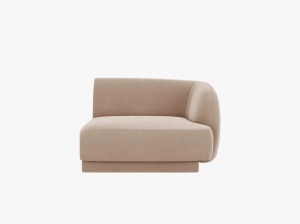 MODUL CANAPEA MILEY, PE DREAPTA, CAPPUCCINO, CU TAPITERIE DIN CATIFEA BLUVEL, MICADONI