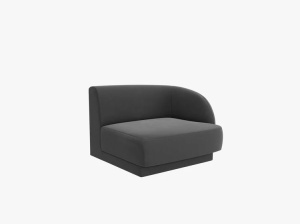 MODUL CANAPEA MILEY, PE DREAPTA, GRI DESCHIS, CU TAPITERIE DIN CATIFEA BLUVEL, MICADONI - Img 2