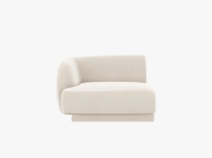 MODUL CANAPEA MILEY, PE STANGA, BEJ DESCHIS, CU TAPITERIE DIN CATIFEA BLUVEL, MICADONI