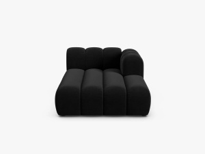 MODUL SEZLONG CANAPEA LUPIN, PE DREAPTA, NEGRU, CU TAPITERIE DIN TEXTIL CATIFEA SALVADOR, MICADONI