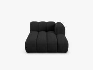MODUL SEZLONG CANAPEA LUPIN, PE DREAPTA, NEGRU, CU TAPITERIE DIN TEXTIL BOUCLE BALOO, MICADONI