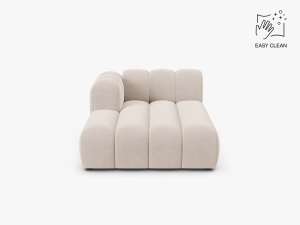 MODUL SEZLONG CANAPEA LUPIN, PE STANGA, BEJ DESCHIS, CU TAPITERIE DIN TEXTIL CATIFEA VENUS, MICADONI