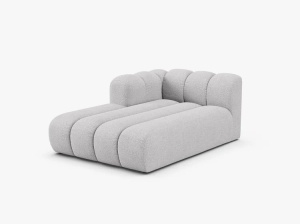MODUL SEZLONG CANAPEA LUPIN, PE STANGA, GRI DESCHIS, CU TAPITERIE DIN TEXTIL BOUCLE BALOO, MICADONI - Img 2
