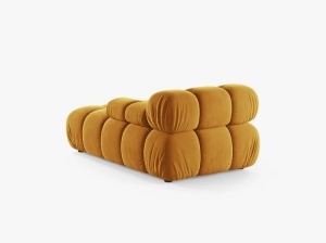 MODUL SEZLONG COLTAR BELLIS, PE DREAPTA, GALBEN, CU TAPITERIE DIN CATIFEA VENUS, MICADONI - Img 3
