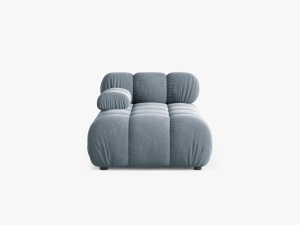 MODUL SEZLONG COLTAR BELLIS, PE STANGA, ALBASTRU DESCHIS, CU TAPITERIE DIN CATIFEA BLUVEL, MICADONI