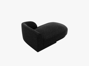 MODUL SEZLONG MILEY, PE DREAPTA, NEGRU, CU TAPITERIE DIN TEXTIL CHENILLE HAGA, MICADONI - Img 3
