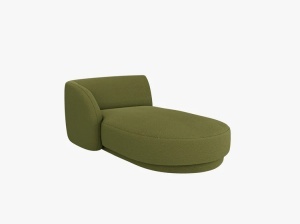 MODUL SEZLONG MILEY, PE STANGA, VERDE MASLINIU INCHIS, CU TAPITERIE DIN TEXTIL BOUCLE BALOO, MICADONI - Img 2