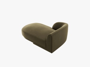 MODUL SEZZLONG MILEY, PE STANGA, VERDE MASLINIU INCHIS, CU TAPITERIE DIN CATIFEA BLUVEL, MICADONI - Img 3