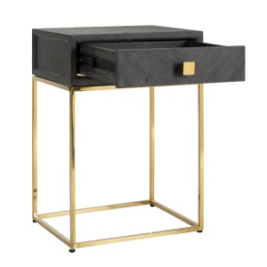 NOPTIERA BLACKBONE, NEGRU RUSTIC/AURIU, DIN FURNIR DE STEJAR SI METAL, RICHMOND INTERIORS - Img 4
