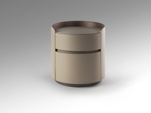 NOPTIERA DE LUX, CIRZE, REALIZATA DIN PLACAJ FURNIR DE NUC SI PIELE, DE CULOARE BEJ, STIL MODERN - Img 3