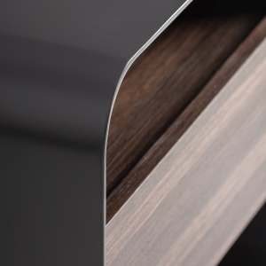 NOPTIERA MODERNA OSSIDE 50CM, REALIZATA DIN LEMN, FURNIR DE NUC SI METAL, CULOARE NEGRU/NUC, REALIZATA MANUAL - Img 3