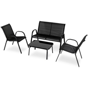 OFERTA 2026!!! SET MOBILIER DE GRADINA/TERASA, MINNESOTA, ARTIM MEBLE, DIN METAL, TECHNORATAN SI STICLA, CULOARE NEAGRA - Img 3
