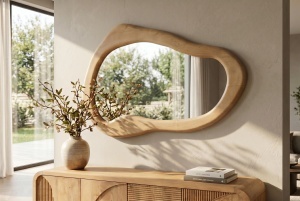OGLINDA DE PERETE, ORGANIC 130CM, REALIZATA DIN LEMN DE MANGO, CULOARE CREM, VERTICAL/ORIZONTAL, ARTIM GROUP - Img 5