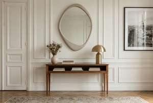 OGLINDA, ORGANIC 90CM, REALIZAT DIN POLIURETAN SI STICLA, CULOARE GRI, ARTIM GROUP SELECTION - Img 5