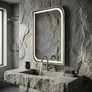 OGLINDA PENTRU BAIE, CU LED ZONE, 70X50 CM, NICKEL PERIAT - Img 4