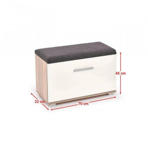 PANTOFAR LIMA ST-2, GRI/ALB/STEJAR SONOMA, DIN PAL MELAMINAT, STIL MODERN, HALMAR - Img 6