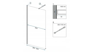 PARAVAN DE DUS REA AERO, 90CM, NEGRU MAT, DIN STICLA, CALITATE SUPERIOARA - Img 2