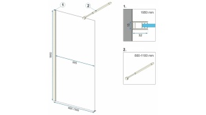 PARAVAN DE DUS REA AERO WALK IN, 100CM, AURIU, DIN STICLA, CALITATE SUPERIOARA - Img 5