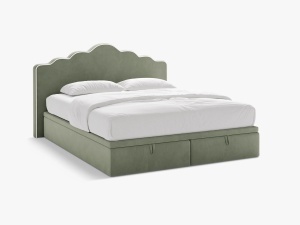 PAT CONTINENTAL TAPITAT DREAM, 160X200, VERDE FILDES, SOMIERA RABATABILA, CU TAPITERIE DIN CATIFEA MAGIC, MICADONI