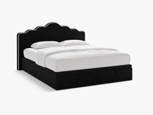 PAT CONTINENTAL TAPITAT DREAM, 200X200, NEGRU FILDES, SOMIERA RABATABILA, CU TAPITERIE DIN CATIFEA MAGIC, MICADONI