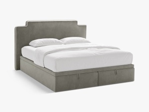 PAT CONTINENTAL TAPITAT PRINCESS, 180X200, GRI INCHIS, SOMIERA RABATABILA, CU TAPITERIE DIN CATIFEA MAGIC VELVET, MICADONI