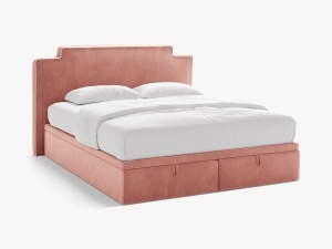 PAT CONTINENTAL TAPITAT PRINCESS, 180X200, ROZ FILDES, SOMIERA RABATABILA, CU TAPITERIE DIN CATIFEA MAGIC VELVET, MICADONI