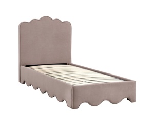 PAT DORMITOR ORSO, 90 CM, BEJ, DIN LEMN MASIV SI CATIFEA, STIL MODERN - Img 3
