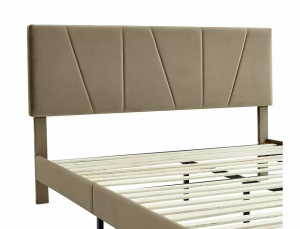 PAT DORMITOR SAVANA, 160 CM, BEJ BLUVEL 28, TAPITERIE DIN CATIFEA, STIL MODERN - Img 7