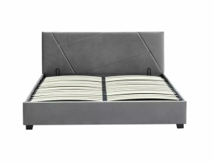 PAT DORMITOR STIL COLUMBIA, CU SPATIU DE DEPOZITARE, 160 CM, GRI TAP 192, TAPITERIE DIN CATIFEA, STIL MODERN - Img 5