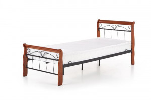 PAT DORMITOR VERONICA, 90X200 CM, CIRES ANTIC/NEGRU, DIN LEMN MASIV SI METAL, STIL MODERN - Img 2