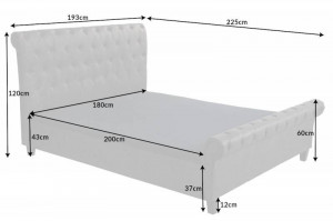 PAT KENSINGTON 180X200CM, PICIOARE DIN LEMN SI MICROFIBRA FINA, COD 41413, CULOARE GRI INCHIS - Img 7
