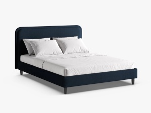 PAT TAPITAT AVELINE, 160X200, ALBASTRU INCHIS, CU TAPITERIE DIN TEXTIL BOUCLE BALOO, MICADONI
