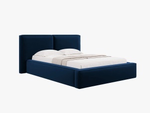 PAT TAPITAT JODIE, 140X200, ALBASTRU ROYAL, CU TAPITERIE DIN CATIFEA BLUVEL, MICADONI